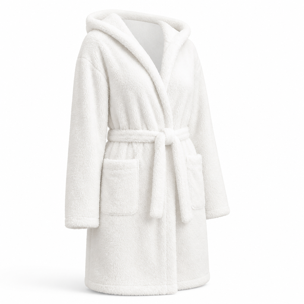 Kuscheliger Damen-Bademantel mit Kapuze aus weichem Fleece
