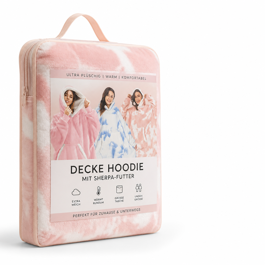 Kuschelvora Decken-Hoodie als Gesamtansicht mit großzügiger, weicher Form