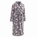 Wadenlanger Damenbademantel aus weichem Flanell mit Gürtel
