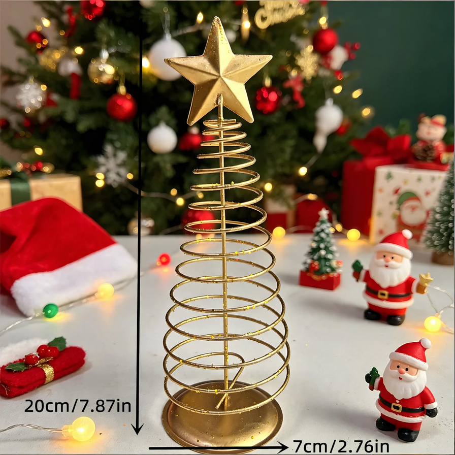 Kleiner Weihnachtsbaum aus Draht als stilvolle Dekoration für Tisch, Regal oder Fensterbank