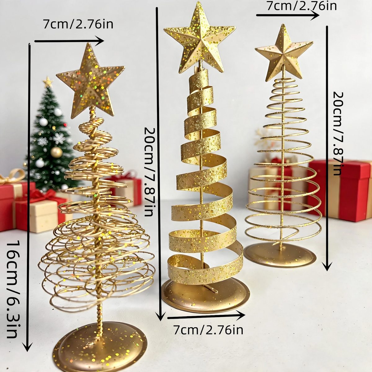Nivaro Mini-Weihnachtsbaum mit filigraner Drahtstruktur und Sternspitze