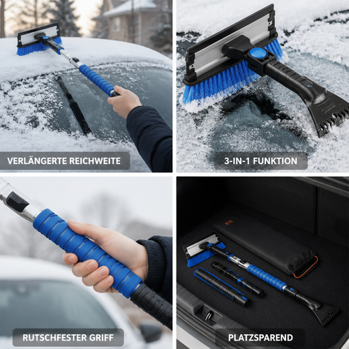 Ausziehbarer Auto-Eiskratzer mit Schneebürste für vereiste Fahrzeugscheiben