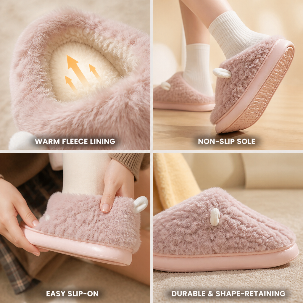 Damen-Hausschuhe mit weichem Plüsch-Fleece-Futter
