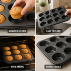 Muffinblech mit Antihaft-Silikonbeschichtung für sauberes Lösen
