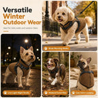 Seitliche Ansicht des Wintermantels für Hunde mit sicherem Sitz