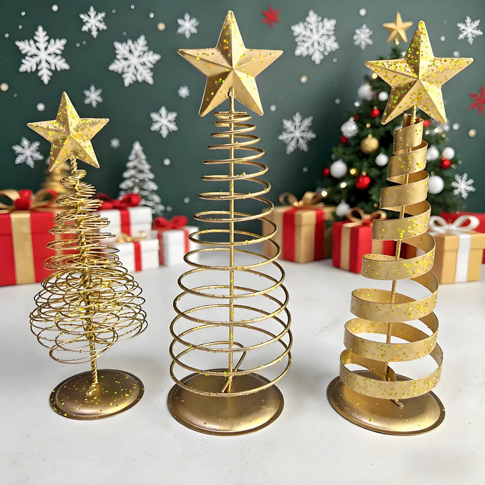 Mini-Weihnachtsbaum aus Draht mit Stern als kompakte festliche Tischdekoration