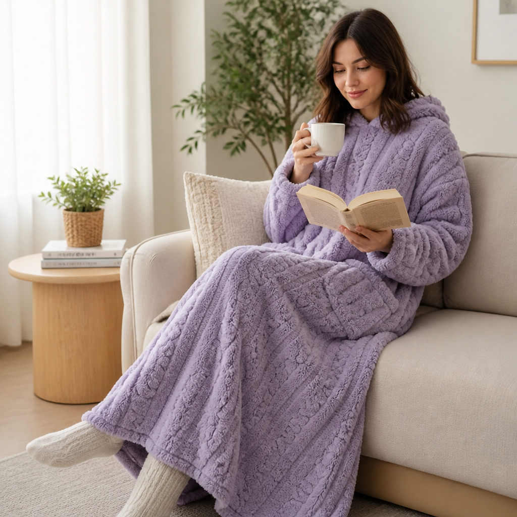 Damen-Decken-Kleid mit weicher Fleece-Innenseite