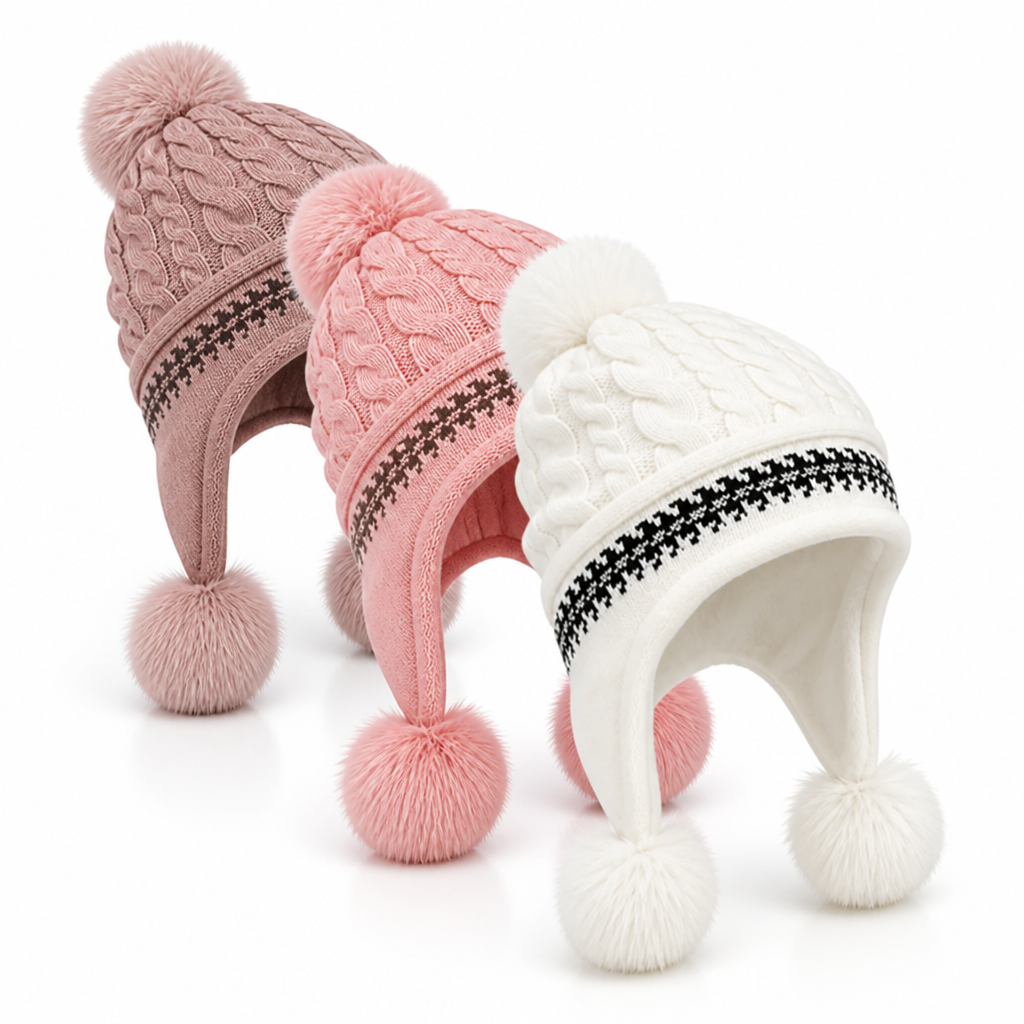 Wintermütze mit weichem Fleece-Futter und Bommel