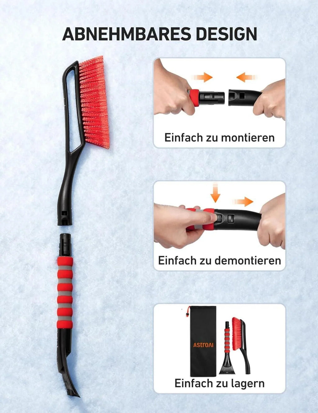 Auto-Eiskratzer mit Schneebesen für Scheiben, Dach und Motorhaube