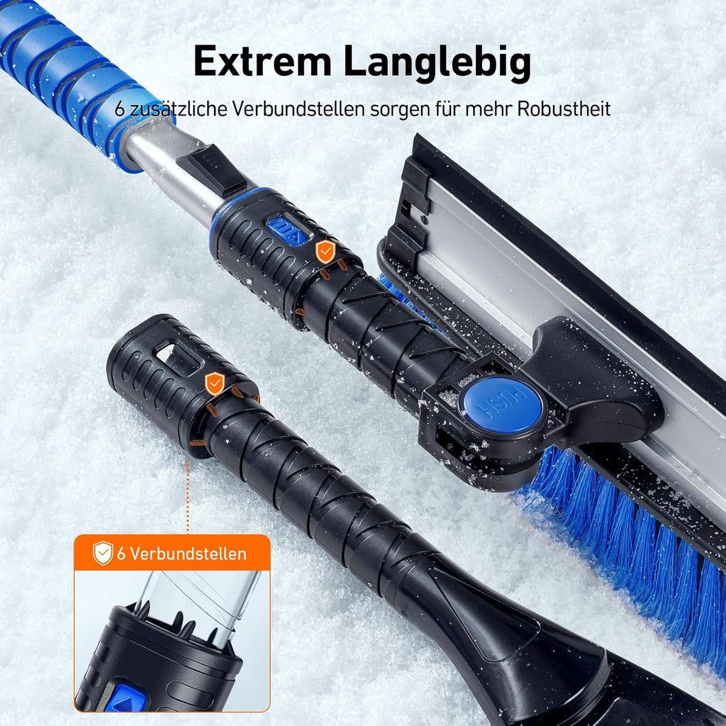 Schneebürste mit langem Teleskopgriff zum Reinigen von Dach und Scheiben