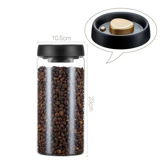 Glasbehälter mit Kaffeebohnen und praktischem Frischeverschluss