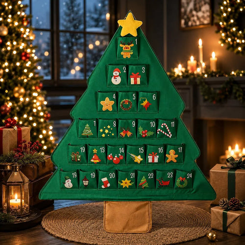Füllivo Adventskalender in Form eines Weihnachtsbaums aus Stoff