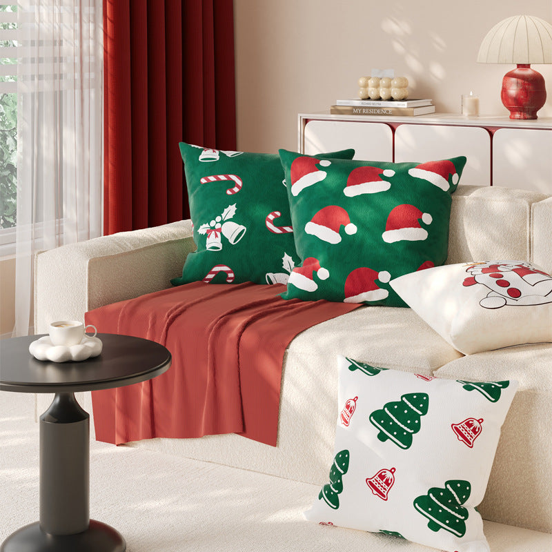 Dekorativer Kissenbezug mit festlichem Weihnachtsmotiv für das Sofa