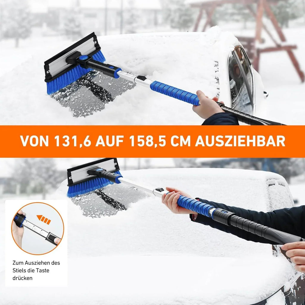 Detailansicht des Eiskratzers an der ausziehbaren Frostivo Schneebürste