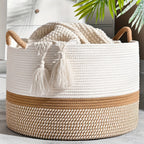Kivora Aufbewahrungskorb aus Baumwolle im Boho-Stil