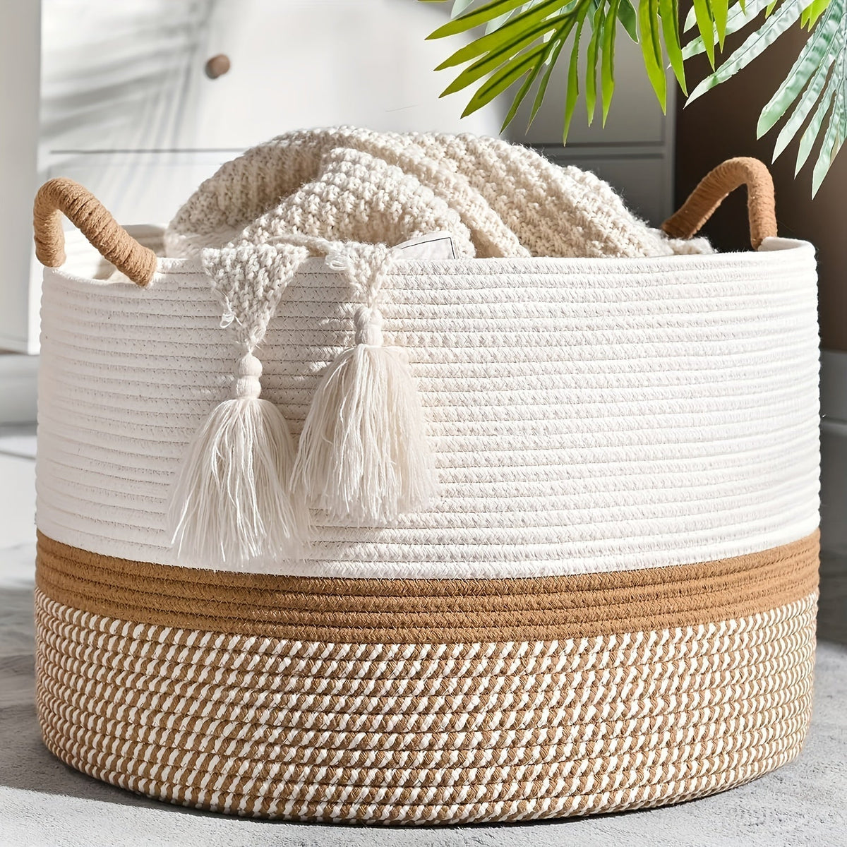 Kivora Aufbewahrungskorb aus Baumwolle im Boho-Stil